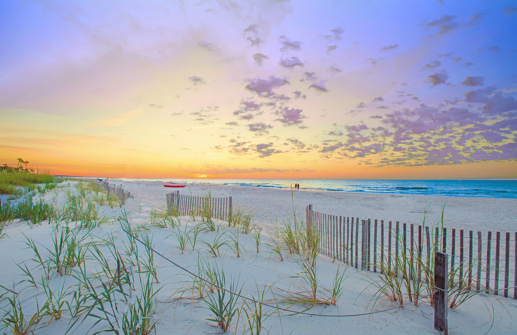 Wide sandy beach on Hilton Head Island with gentle waves